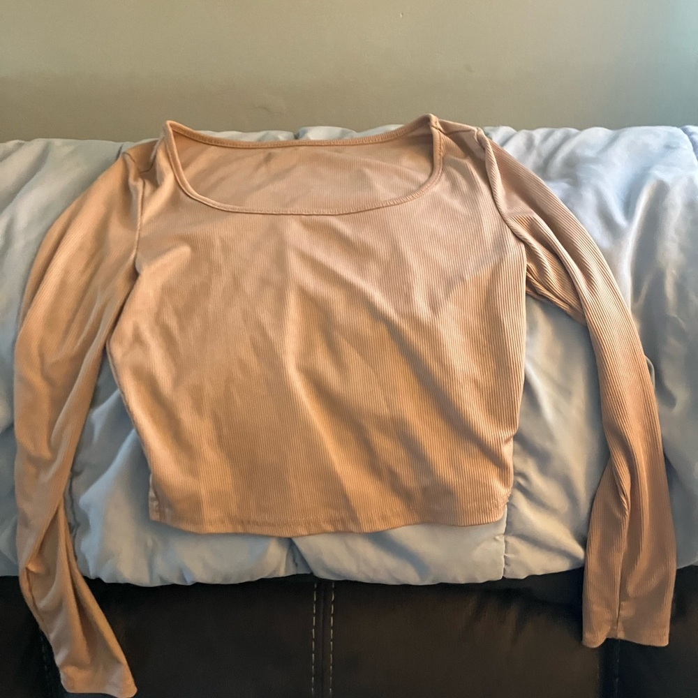 SHEIN Orange Long Sleeve Crop Blouse